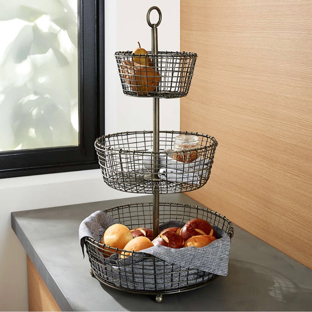 Crate &Barrel, Bendt 3-Tier Iron Fruit Basket